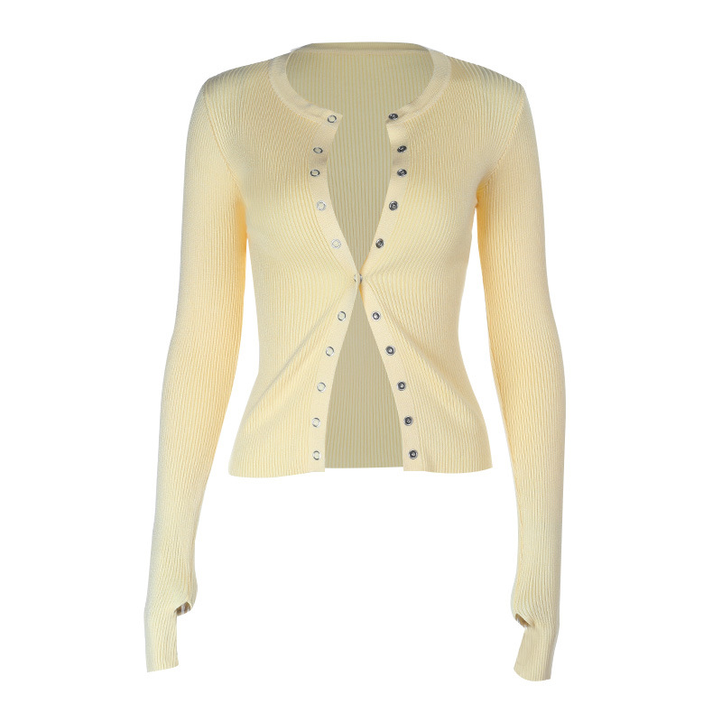 YL25291 verano 2025 otoño básico de manga larga estilo de moda simple casual versátil botón base chaqueta de mujer