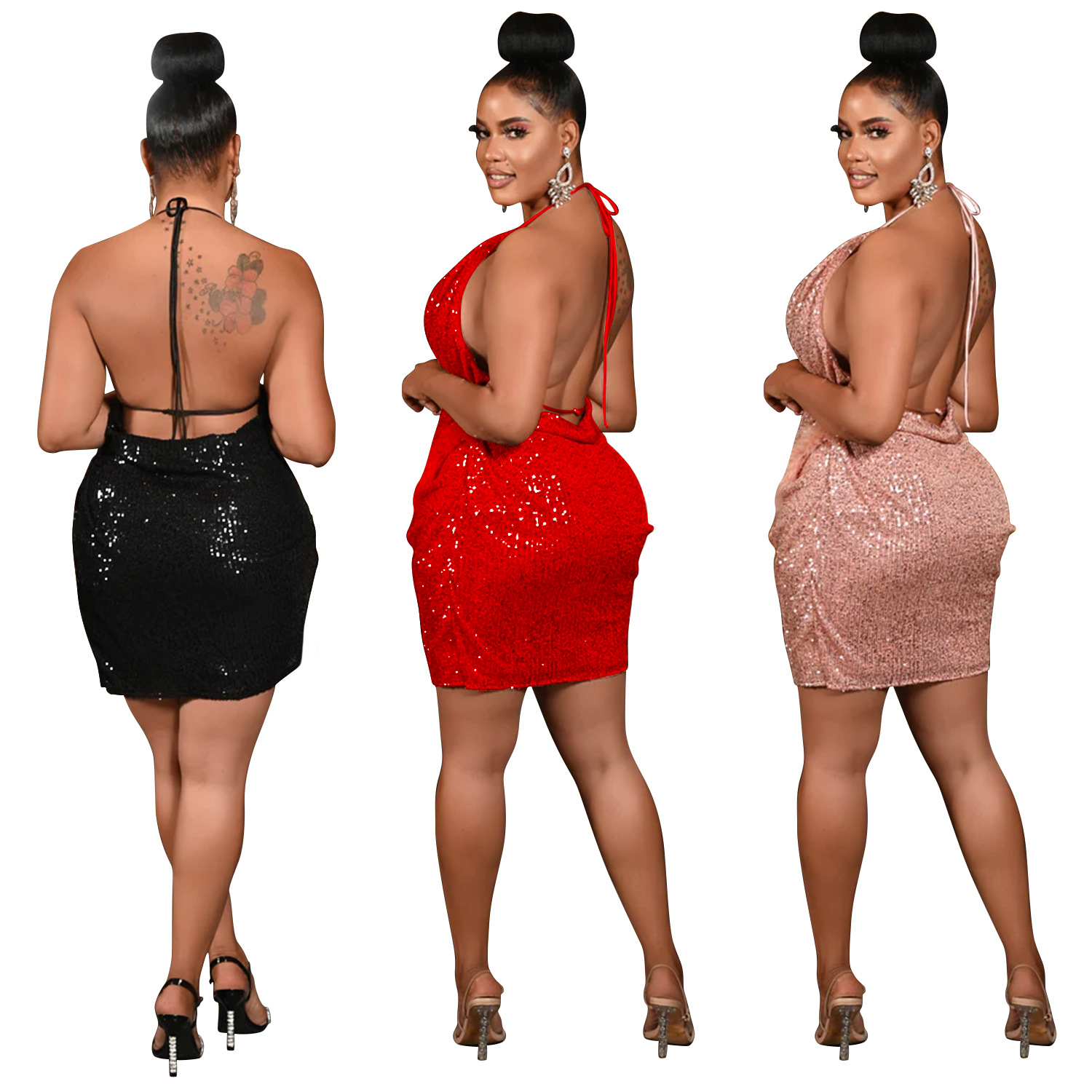 C6905 cross-border AliExpress amazon Europa y América moda de mujer sexy con cuentas de cinturón vestido vestido corto en una sola falda