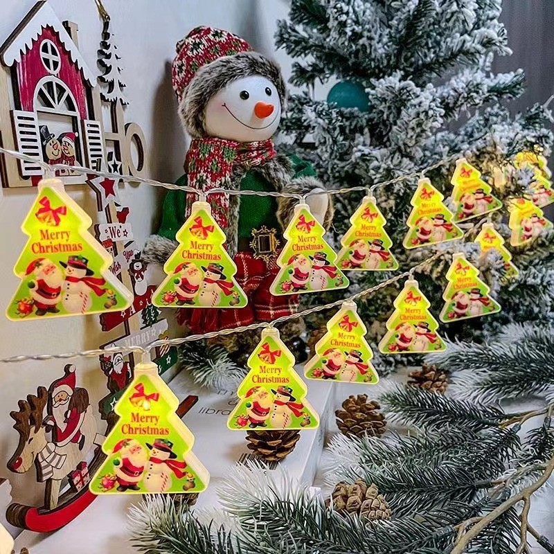 Decoración de Navidad cadena de lámparas LED transfronterizas fabricantes de explosión de estilo recto de Navidad atmósfera de lámparas al aire libre fiesta de patio