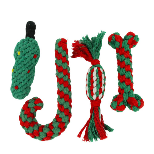 Pet toys cross-border cotton rope Christmas series dog toys resistant to chewing and grinding teeth to relieve boredom small and medium-sized dog toys