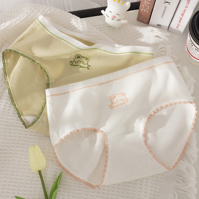 Ropa interior de algodón Niña antibacteriano entrepierna transpirable escritos lindos japoneses pantalones cortos cabeza Mediados de cintura sin costuras ropa interior de niña verano
