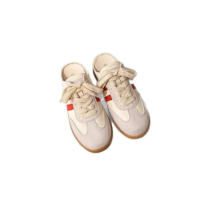 El hombre pequeño aumenta el entrenamiento alemán retro Baotou medias pantuflas mujeres verano nuevo cuero plataforma de suela gruesa zapatos casuales de un pie