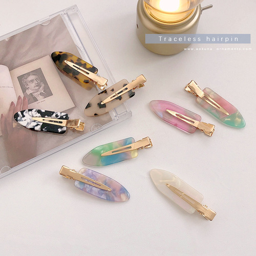 Korean acetic acid traceless hairpins for women summer side hairpins duckbill clips makeup bangs clips broken hair clips headwear