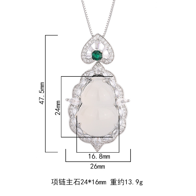 2024 nuevo colgante de joyería Zhuang Shengsheng con incrustaciones de hielo blanco collar de calabaza de calcedonia temperamento colgante de jade 16*24