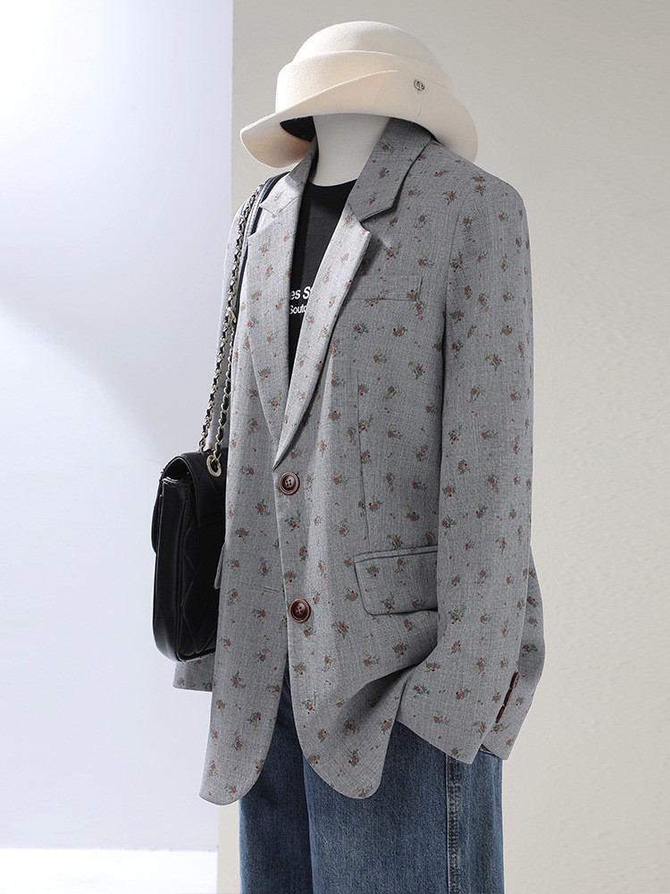 Retro autumn design fashionable apricot classic suit jacket