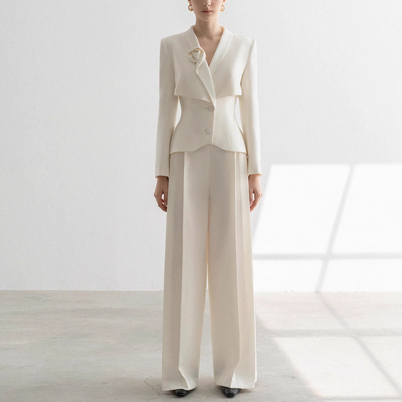 Temperament and High-End Suit Straight Pants Suit 2025 Spring and Autum Export New Apricot Professional Two-Piece Women's Suit Temperament and High-End Suit Straight Pants Suit 2025 Spring and Autum Export New Apricot Professional Two-Piece Women's Suit