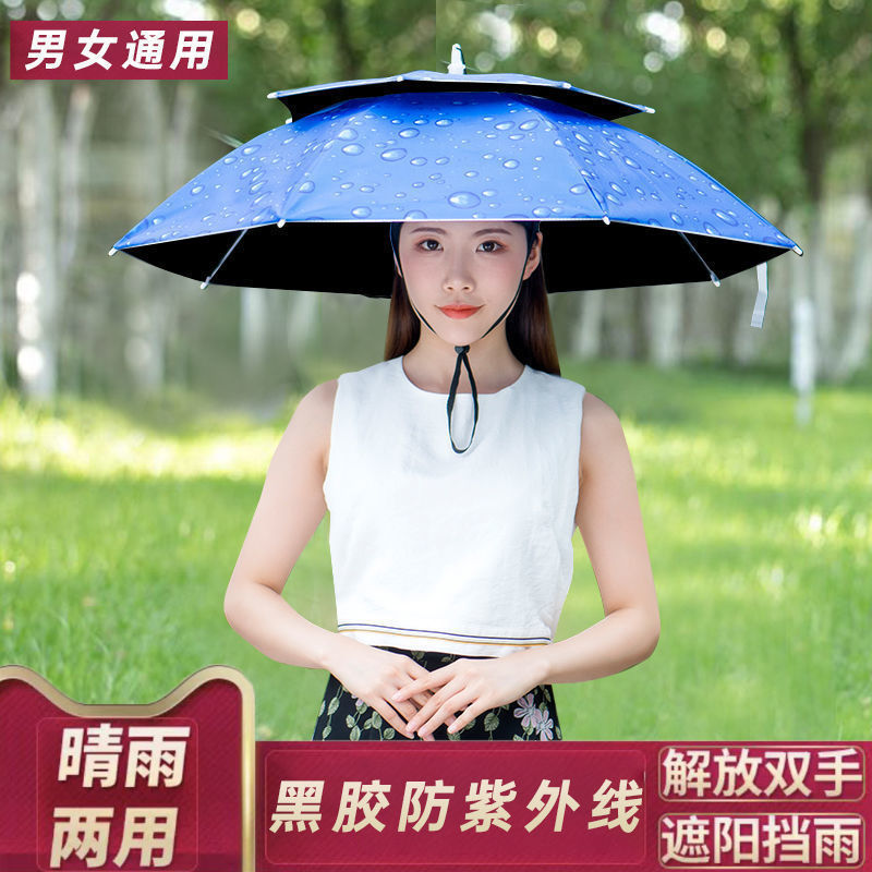Umbrella Hat with Headband, Head-Mounted Sunshade, Sun Protection, Fishing Special Rainproof Bucket Hat, Umbrella Hat, Cloak, Helmet Umbrella