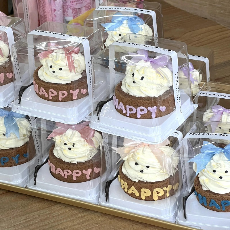 网红小狗蛋糕卷包装盒六一儿童节奶油瑞士卷2寸3千层慕斯打包盒子