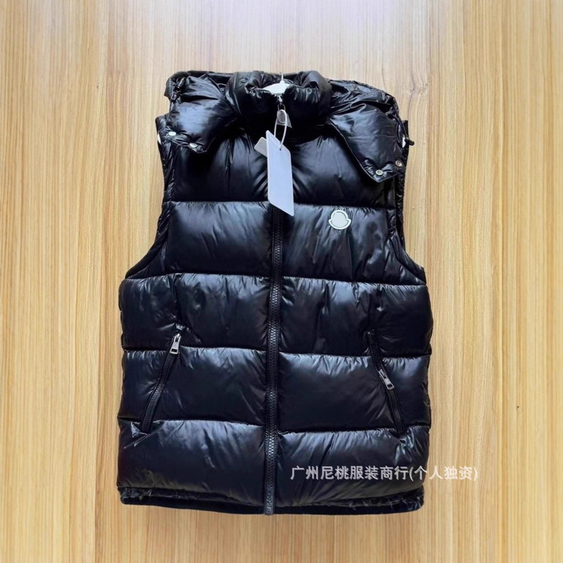 2025 New Winter m Family Classic Hooded Cotton Glossy Vest Couple Style Vest Warm Jacket Top Cross-Border