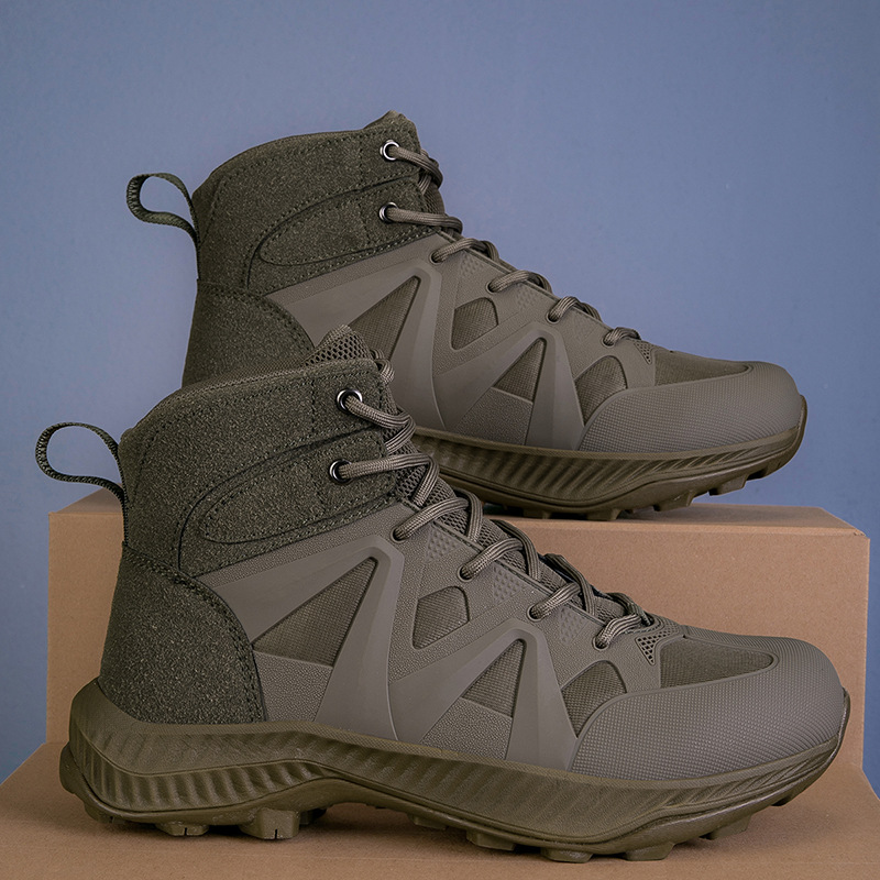 Botas de combate, fanáticos militares, botas tácticas de rango medio, montañismo al aire libre para hombres, zapatos altos para hombres, botas de entrenamiento de combate, botas de senderismo todoterreno