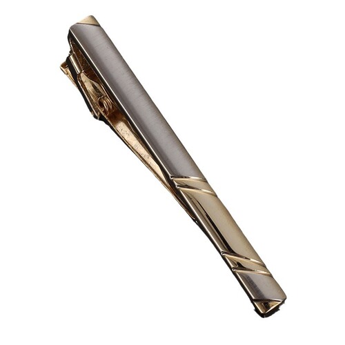 Men's simple silver narrow tie clips 28 personalized two-color gold tie clips Gold and silver electroplated tie clips