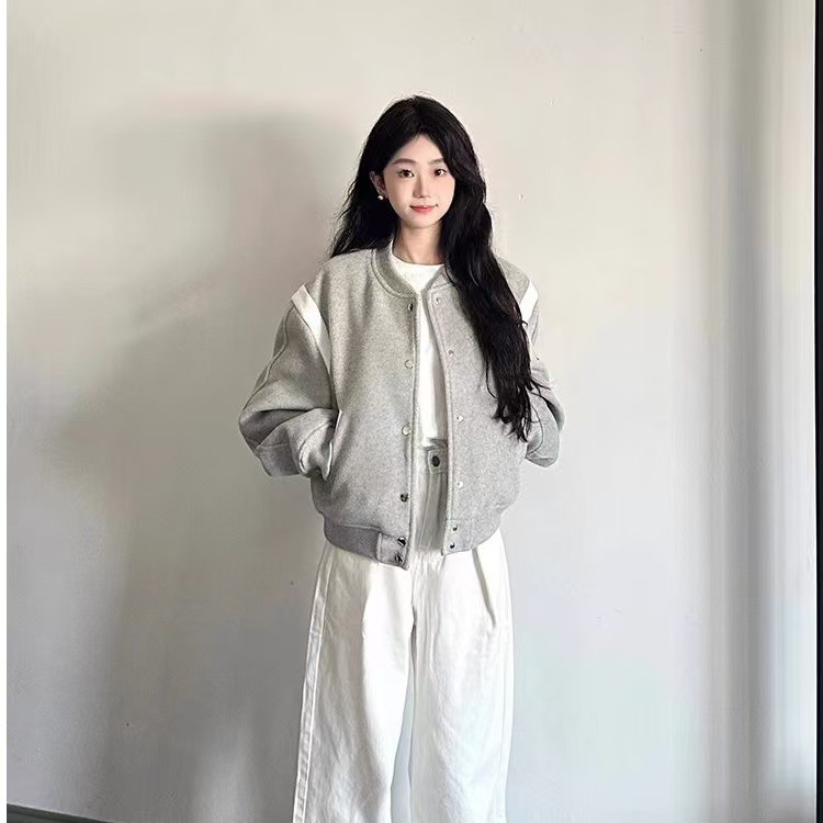 华棉复合复合银狐绒 加厚秋冬新款女装短外套宽松学生夹克棒球服