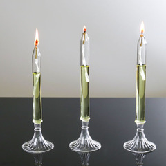 Creative glass candle holder, European oil lamp copper core minimalist romantic candlelight dinner transparent decorative piece for home use