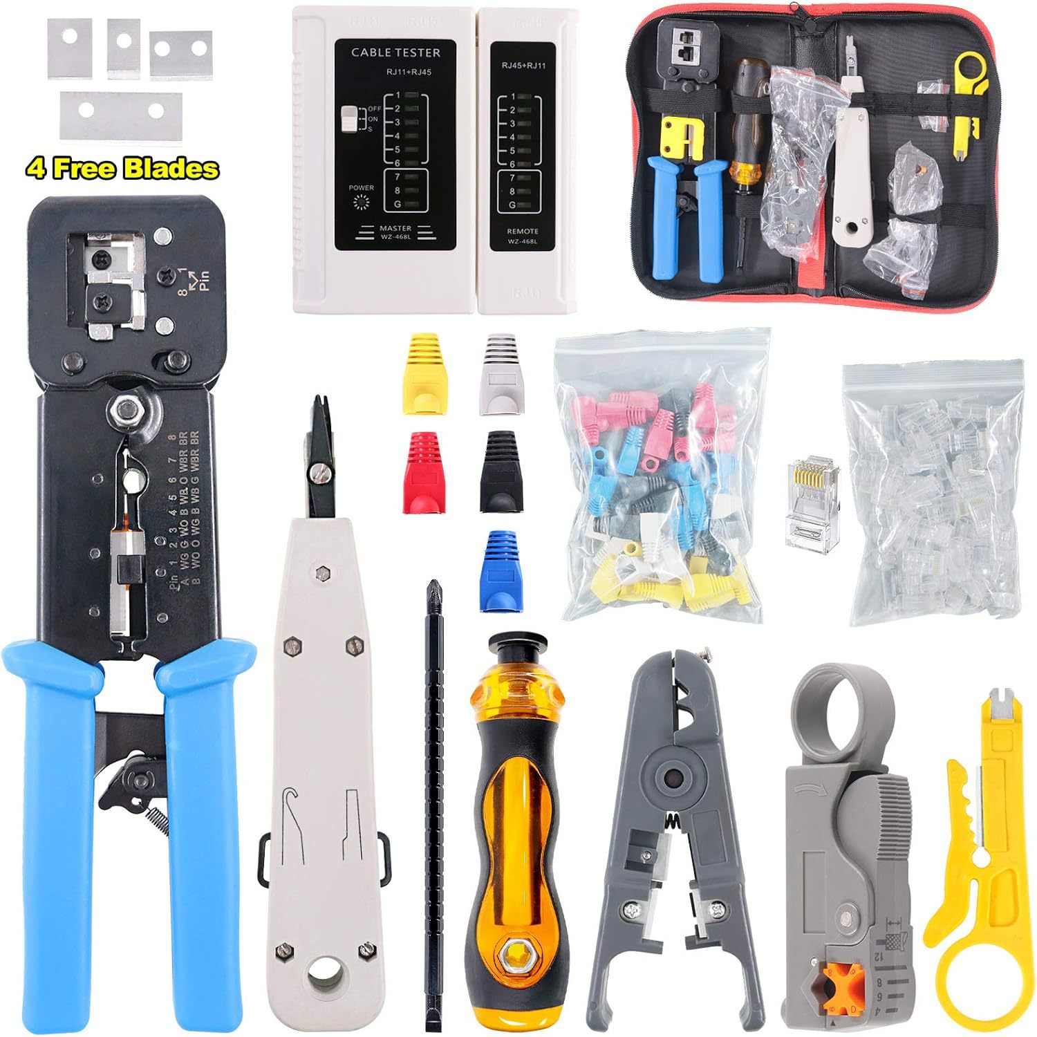 Hilitchi 108 Pcs Network Tool Kit Includes Portable Phone Ca