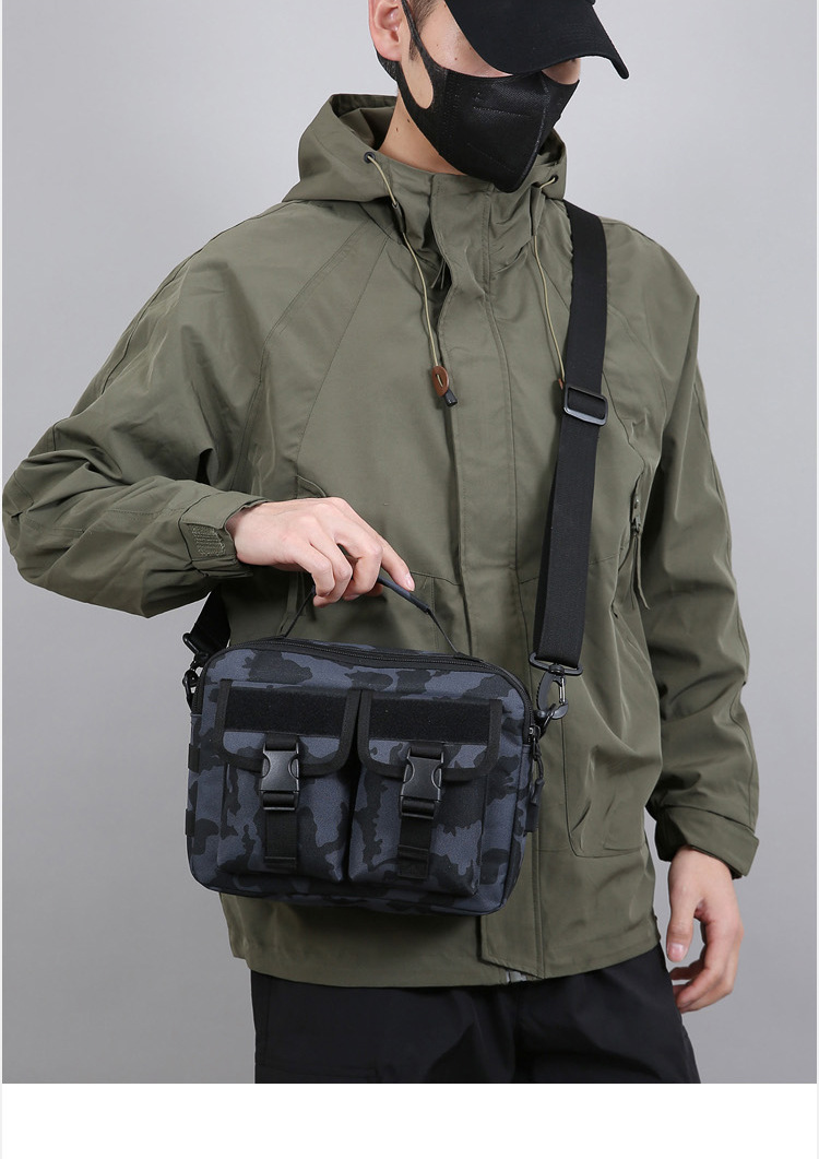 Single-shoulder bag, outdoor tactical multi-functional USB charging crossbody bag, military camouflage backpack, travel outdoor cycling bag undefined