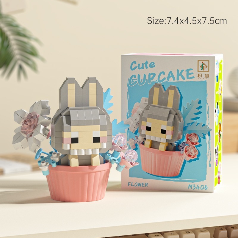 Le transfronterizo postre de dibujos animados muñeca ensamblaje de bloques de construcción decoración caja ciega juguetes de puzzle para niños 1 de junio tienda de regalo