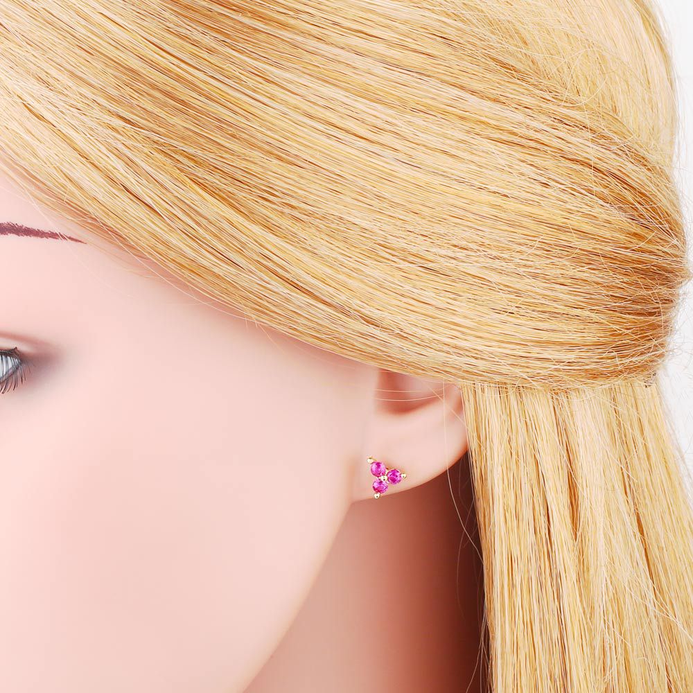 simple copper inlaid zircon triangle earrings