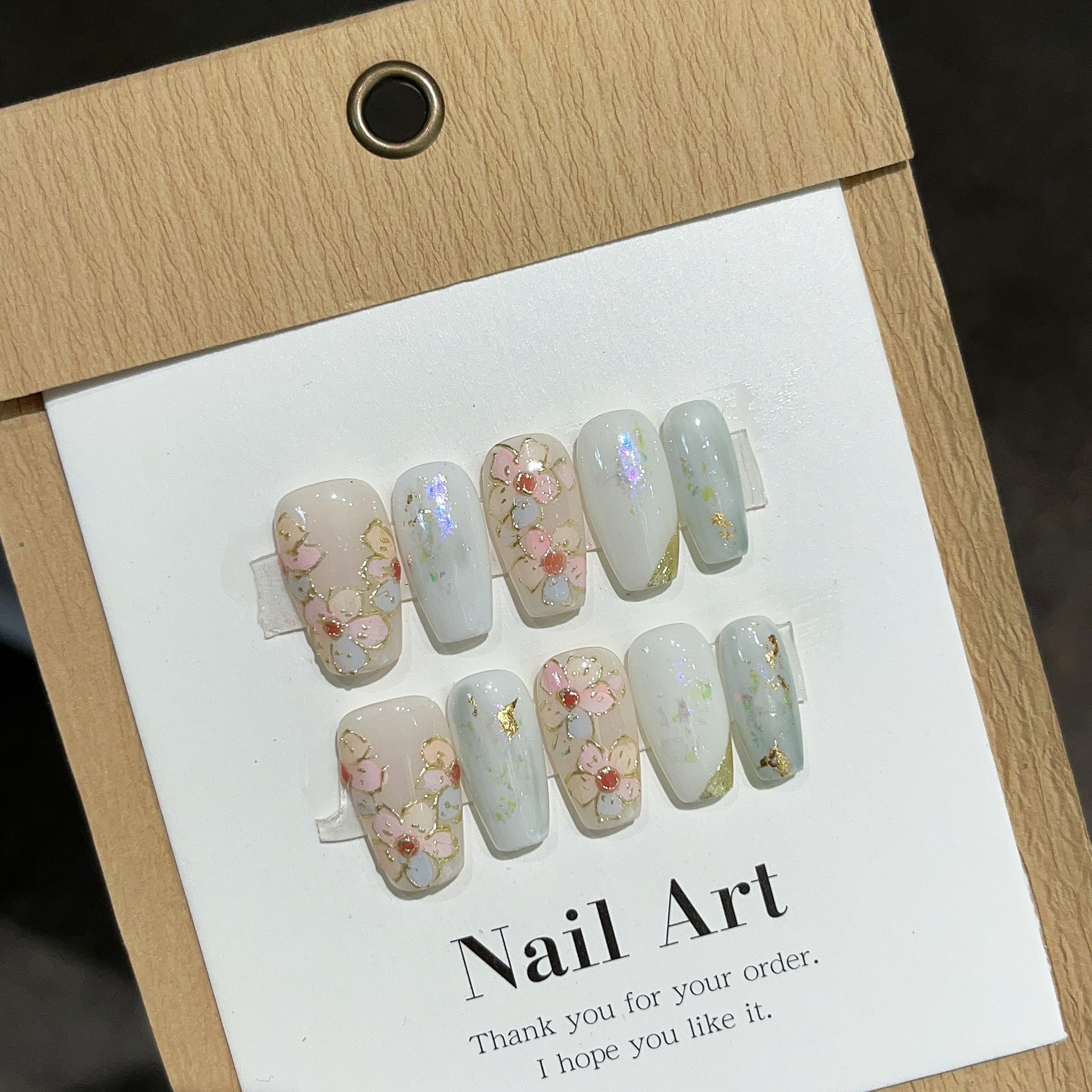 Flores originales como brocado esmalte espejo mágico pequeña flor pura fototerapia hecha a mano desgaste uñas al por mayor pegatinas de uñas desmontables