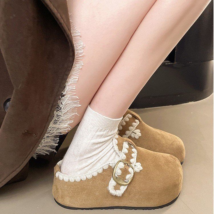 2025 New Thick-Soled Inner Heightening Toe-Toe Slippers for Women to Wear Outside in Autum Retro with Skirt Birkenstock Half Slippers