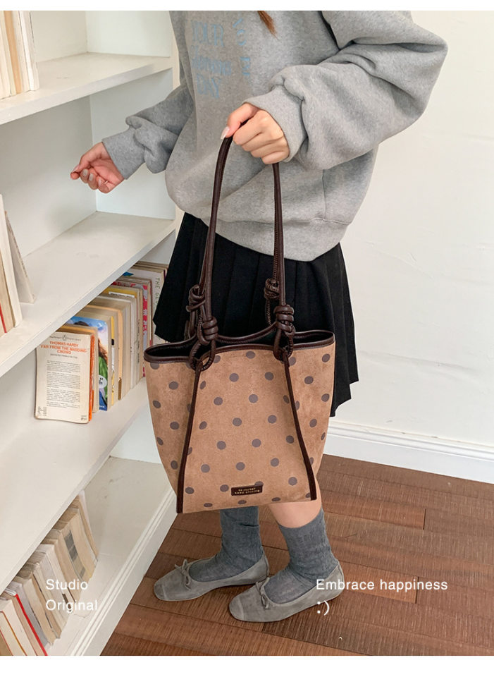 Túi tote nữ da lộn mờ cỡ lớn dáng shopping, túi đeo vai hai quai, phong cách tối giản — màu cà phê, màu kaki, màu nâu chi tiết 16