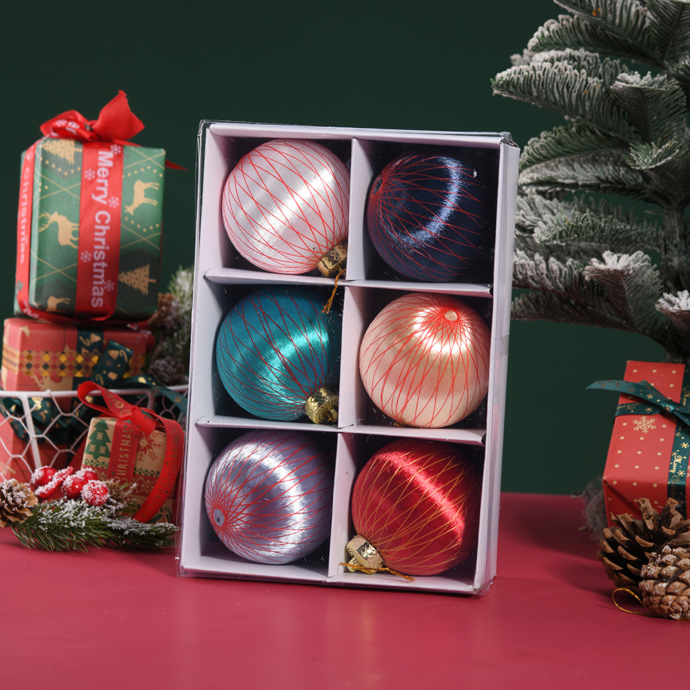 Explosiones transfronterizas de Navidad 6 bolas de color en caja de árbol de Navidad colgante creativo diseño de bolas colgantes