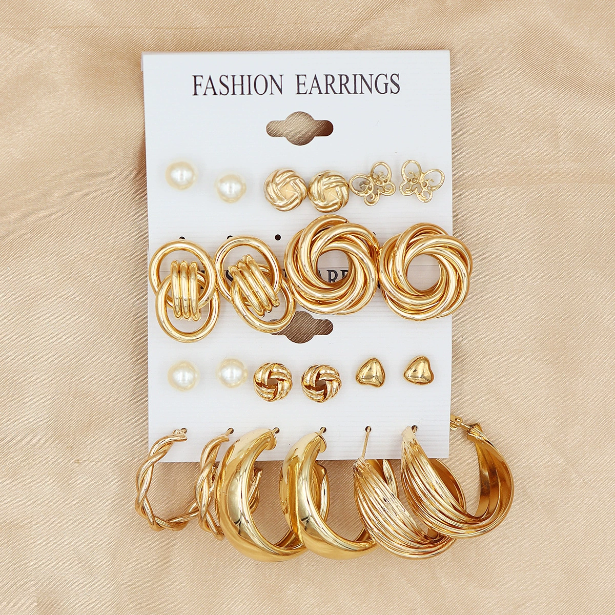Metal Earrings Set, Retro Creative Design with Pigtail Hooks, Simple Elegant, Assorted Colors