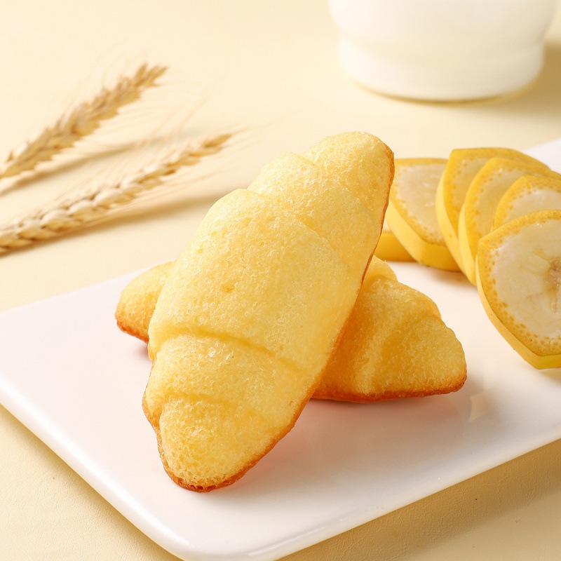 Grocery Store Banana Flavor Croissant Biscuit Yogurt Circle Butter Waffle Cake Children Baby Snacks