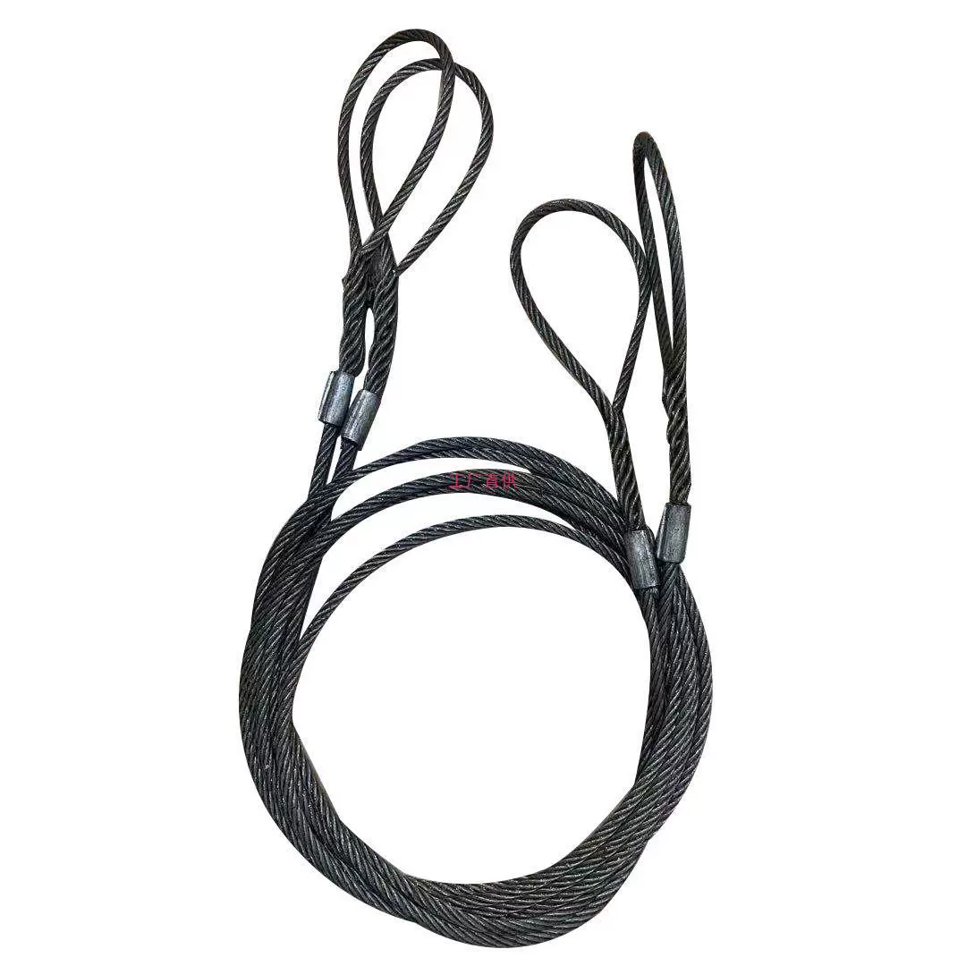 Hand-made knitting head plus machine pressed wire rope without tying hand-inserted braiding double-buckle wire rope spreader rigging lifting tool