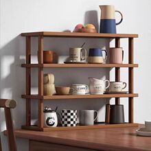 桌面置物架桌上简易杯子水杯收纳架子台面小型多层放东西竹木隔板