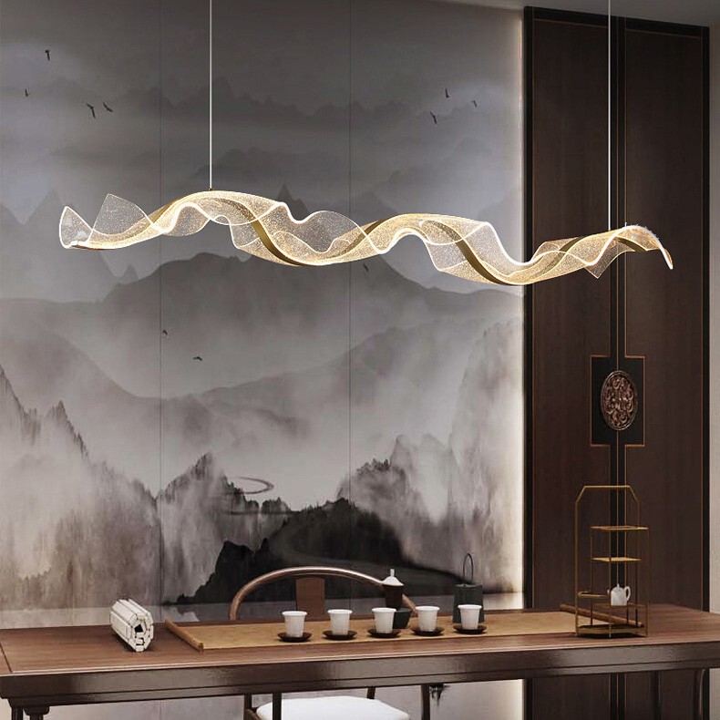 Modern Minimalist Restaurant Chandelier Bar Table Lamp Office Hotel Front Desk Long Wave Ribbon Creative Led Chandelier Modern Minimalist Restaurant Chandelier Bar Table Lamp Office Hotel Front Desk Long Wave Ribbon Creative Led Chandelier
