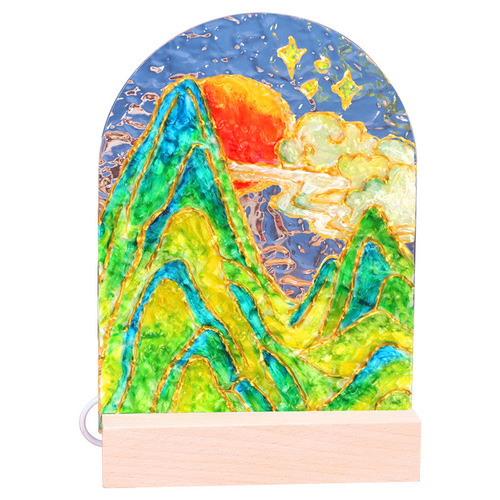 Water rippled glass painting Women's Day diy graffiti painted glowing night light children's hand-painted team building event warm-up