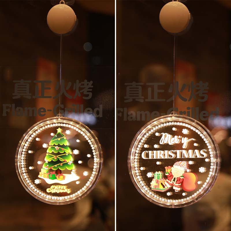 Navidad transfronteriza decoración luminosa LED ventana de regalo creativo nudo seguro pegatinas de ventana juguetes lista de regalo colgante
