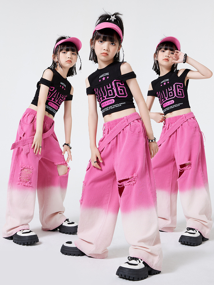 女童爵士舞服装露脐装街舞儿童潮服表演套装嘻哈现代舞jazz演出服