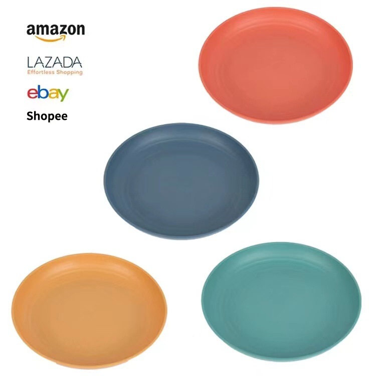 Wheat Straw 20cm Plate Large Disc Household Dish Plastic Plate Large Round Salad Plate Tableware suit
