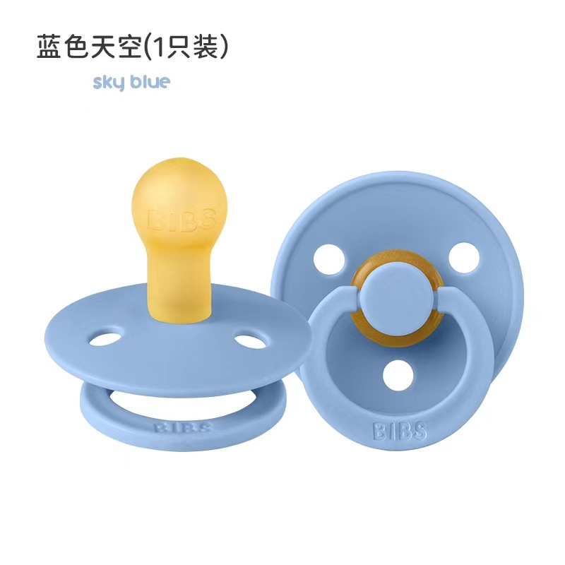 Bebé danés BIBS bebé recién nacido chupete de látex de cabeza redonda sin BPA, cabeza plana súper suave de un solo paquete