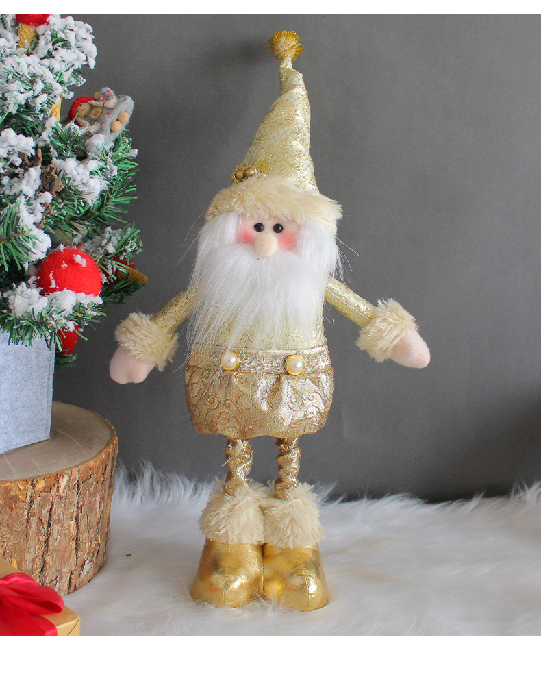 Cute Santa Snowman Retractable Golden Christmas Standing Doll display picture 3