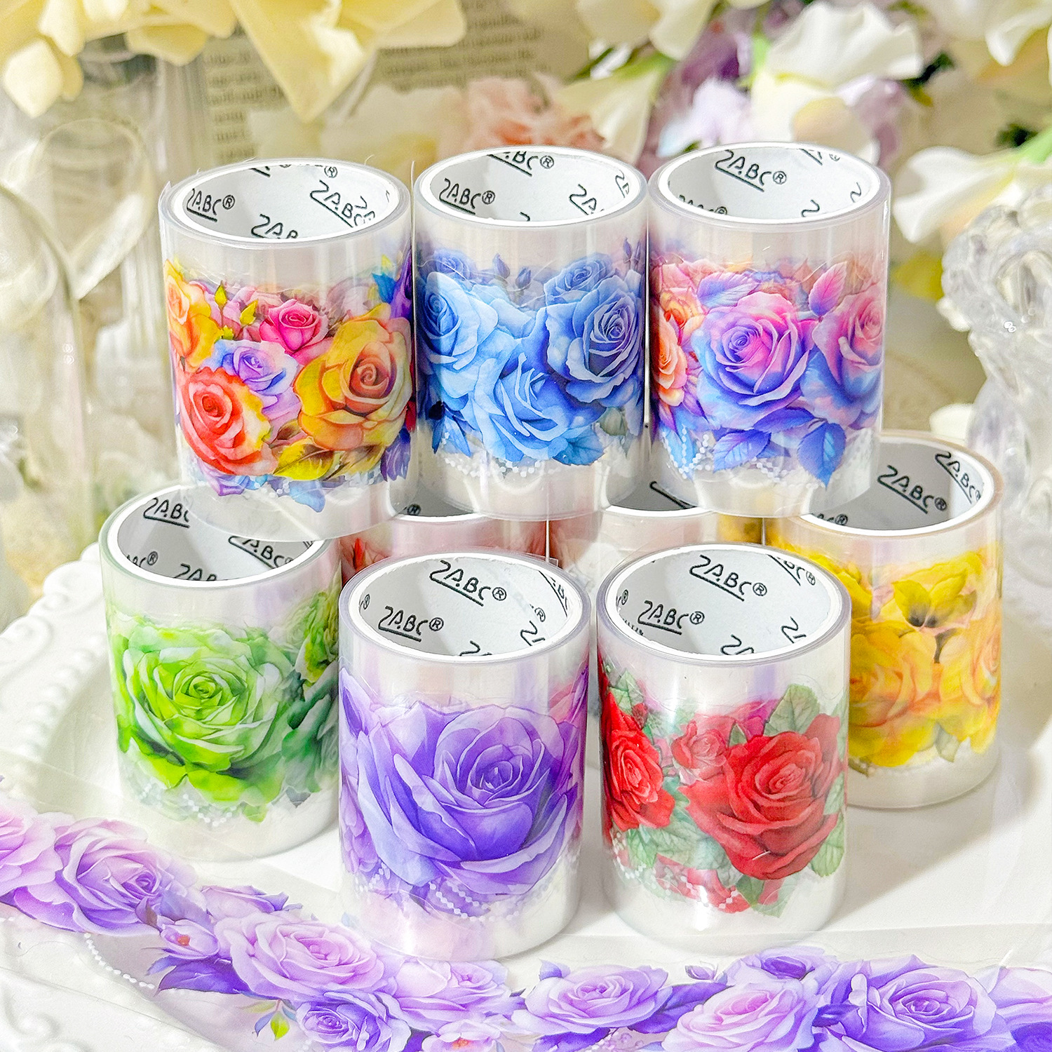 Huahai suave, transparente, impermeable, cinta de pet, caja, diario de bricolaje, pegatinas de paisajismo, pegatinas de flores, pegatinas de cuentas de manos