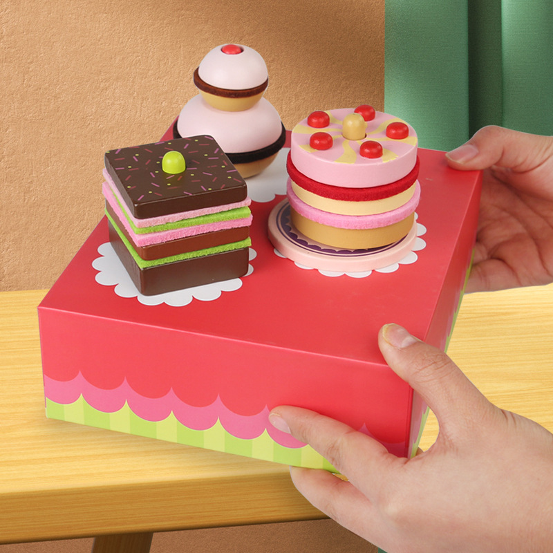Niños de madera mini simulación de pastel conjunto de regalos para cocinar niños niñas cocina juguetes caseros