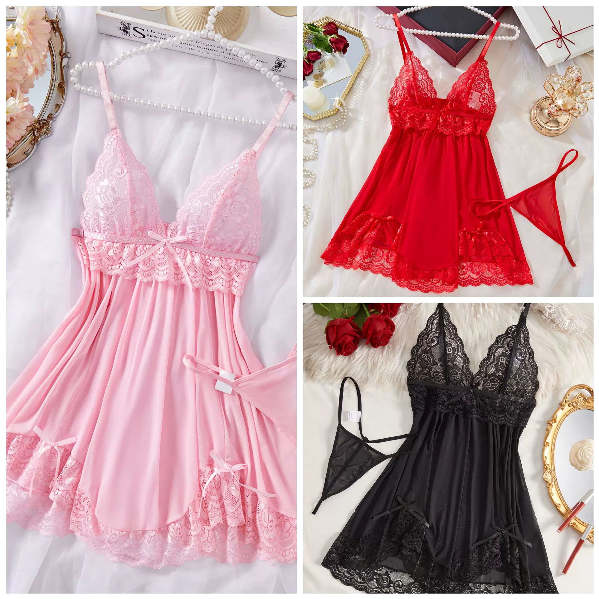 高端品质睡衣夏季性感吊带中长裙情趣内衣女诱惑情调居家服套装