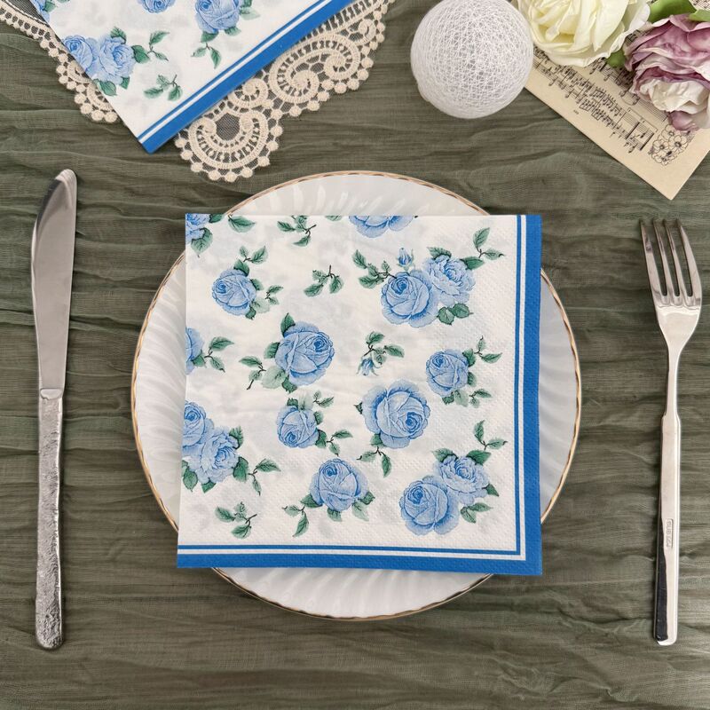 Cross-border Romantic Blue Rose Wedding Valentine's Day Dating Party Paper Towel Hotel Western Restaurant Disposable Paper Cross-border Romantic Blue Rose Wedding Valentine's Day Dating Party Paper Towel Hotel Western Restaurant Disposable Paper