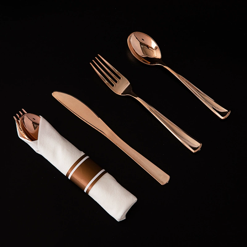 Amazon Golden одноразовый нож, вилка и ложка, салфетка, костюм, украшение для свадебной вечеринки, столовая посуда, три штуки