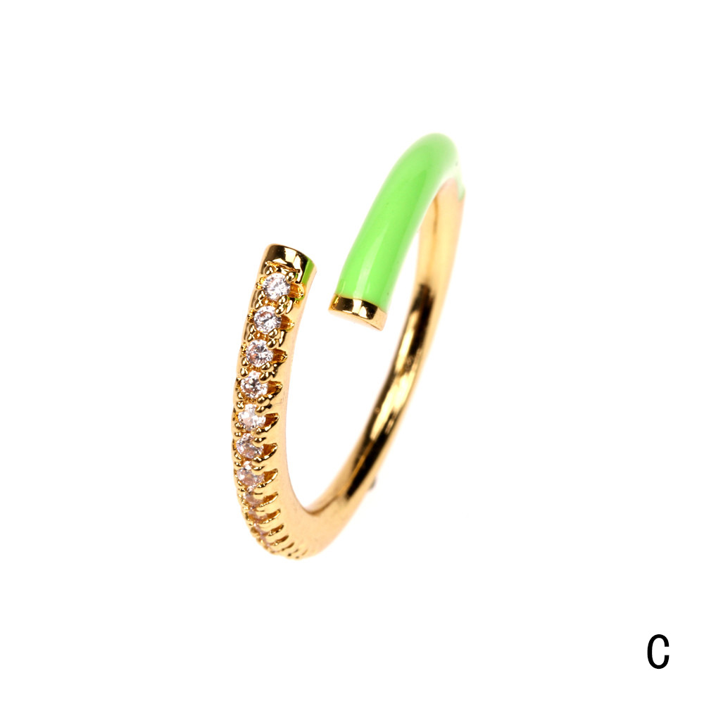 Fashion Enamal Opening Adjustable Copper Inlaid Zircon Ring display picture 7