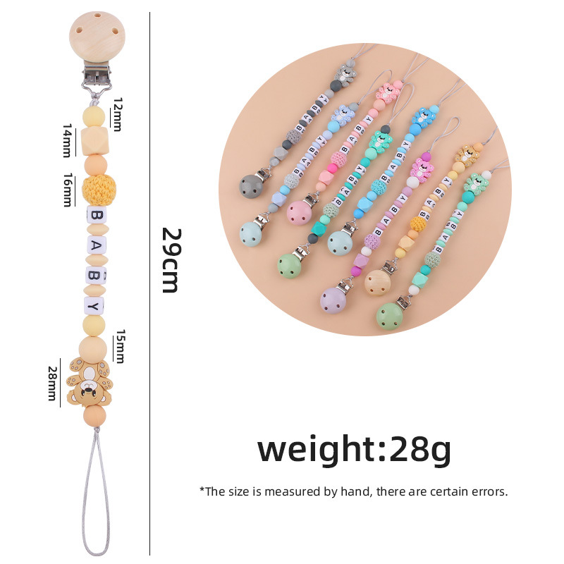 Nuevo bebé suministros de dibujos animados animal oso calmante bebé Cadena de chupete de silicona mordedura cadena anti-caída molar
