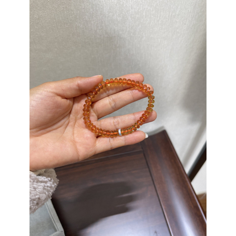 7a コレクショングレードオレンジナチュラルブラジルファセットシトリンブレスレット女性ホイールビーズブレスレットギフト|undefined