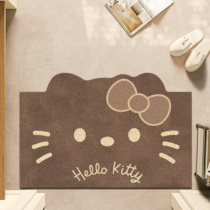 Retro cartoon kitten entrance door mat, dirt-resistant and easy to clean, non-slip home entrance mat, silk loop mat for the foyer
