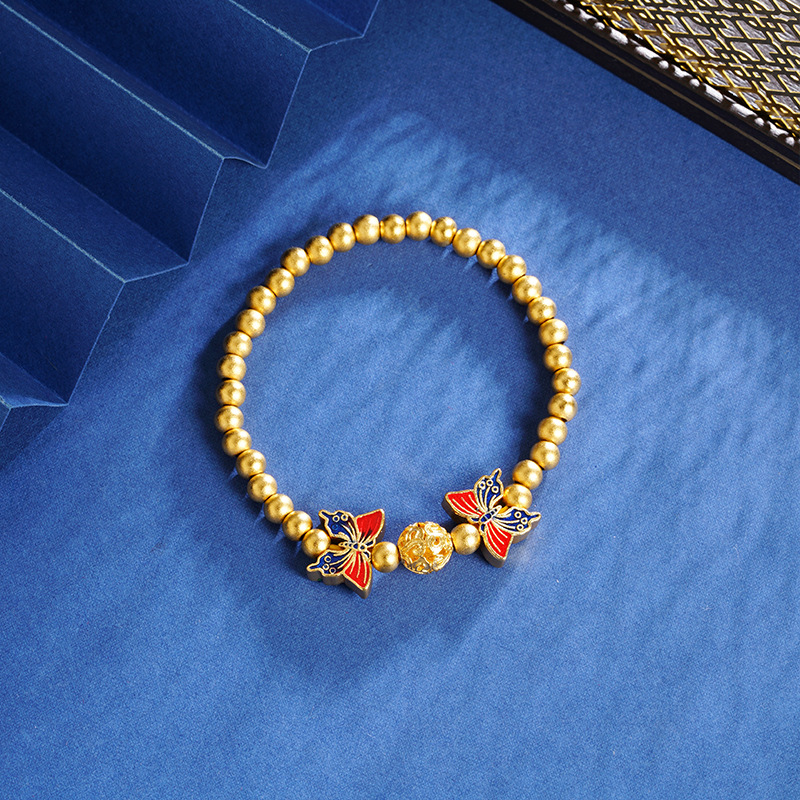 Nuevos productos de oro de arena vietnamita lujoso esmalte de color mariposa brazalete de cuentas de hormigón lujoso no se desvanecerá joyas de alta calidad