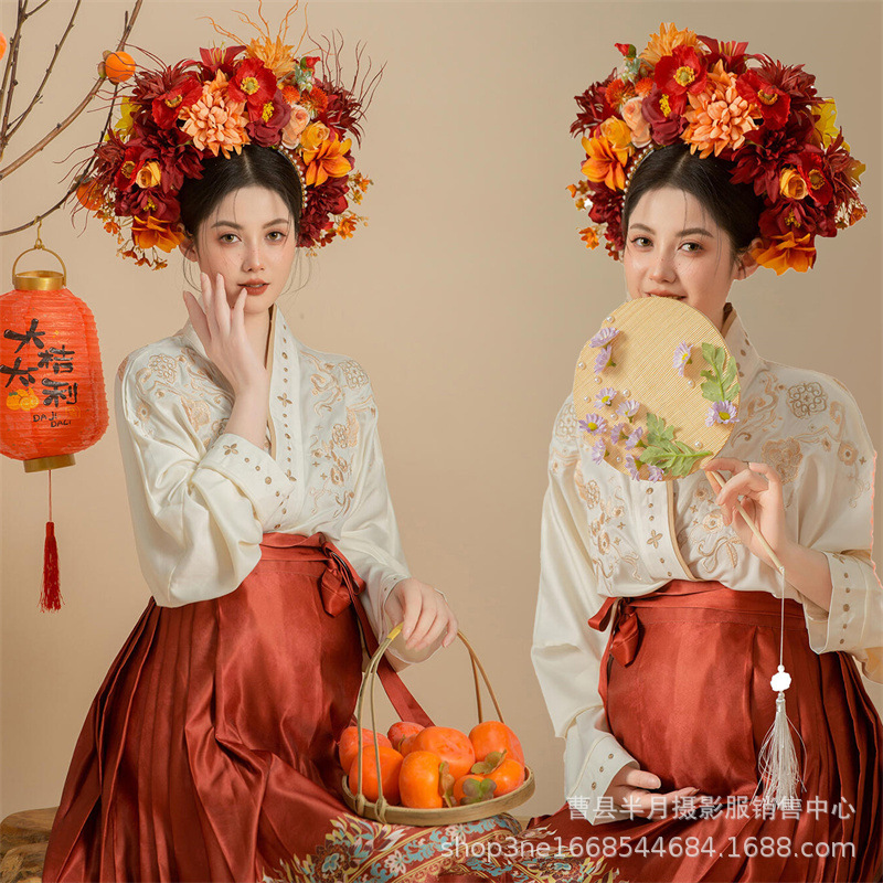 Photo Studio New Maternity Dress Dress Toast Wedding Chinese Ming Style Wearing Photo Horse Face Travel Hanfu Wedding Red