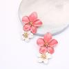 Fashionable trend multicoloured cute earrings, European style, flowered, simple and elegant design