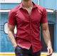 Amazon Summer New Men's Short-sleeved Solid Color Shirt Youth Fashion Home Casual Cardigan Shirt Cross-Border