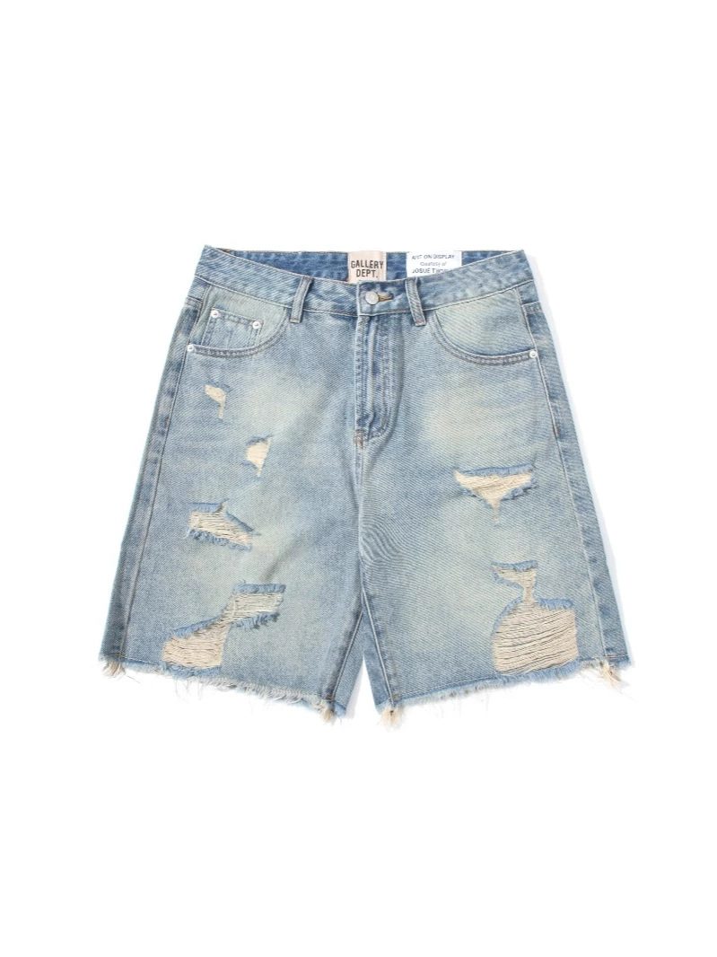 Галерея Dept раскрашенные чернила дырявые джинсы шорты washed retro high street casual pants для мужчин и женщин